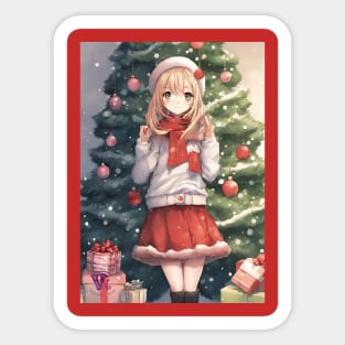 Anime Girl Christmas Tree Sticker